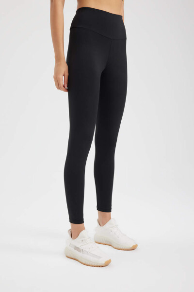 DeFactoFit Printed High-Waisted Sports Leggings Black - 16