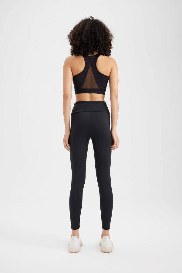 DeFactoFit Printed High-Waisted Sports Leggings Black - 17