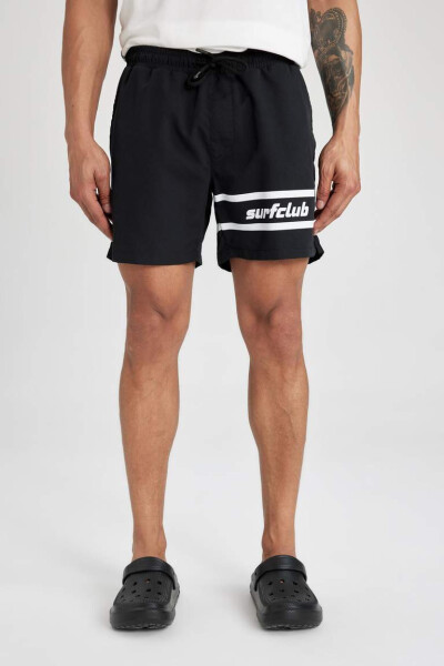 DeFactoFit Printed Short Swim Shorts Black - 4