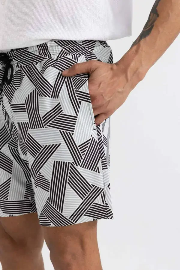 DeFactoFit Regular Fit Bosilgan Elastik Qisqa Denim Shortish Qora - 7