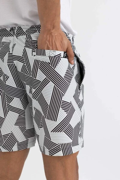 DeFactoFit Regular Fit Bosilgan Elastik Qisqa Denim Shortish Qora - 15