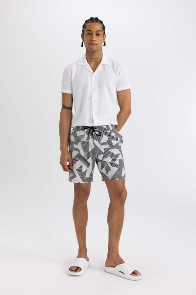 DeFactoFit Regular Fit Bosilgan Elastik Qisqa Denim Shortish Qora - 3