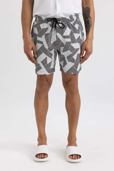 DeFactoFit Regular Fit Bosilgan Elastik Qisqa Denim Shortish Qora - 6
