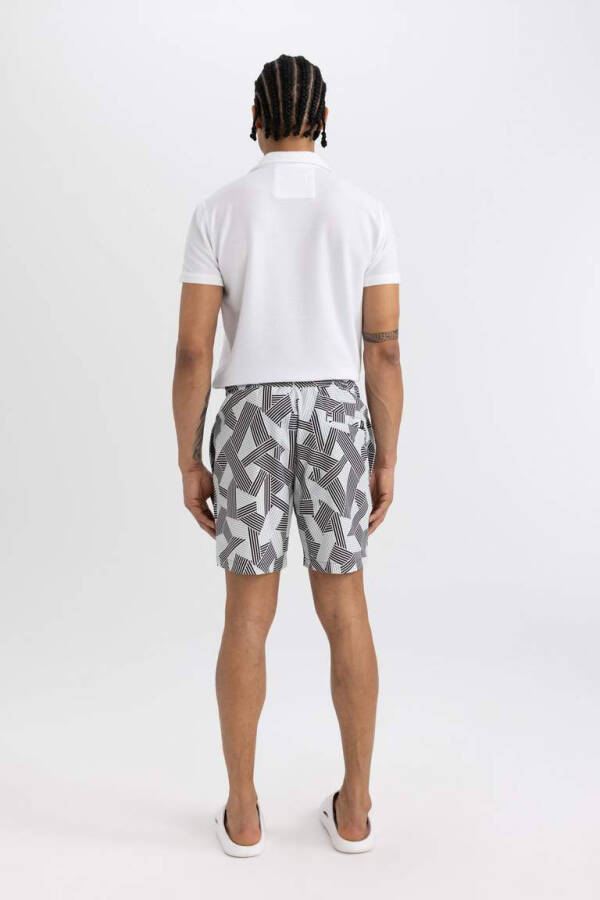 DeFactoFit Regular Fit Bosilgan Elastik Qisqa Denim Shortish Qora - 9