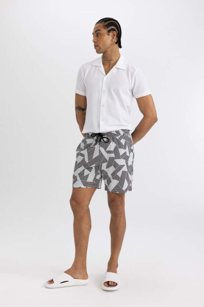 DeFactoFit Regular Fit Bosilgan Elastik Qisqa Denim Shortish Qora - 11