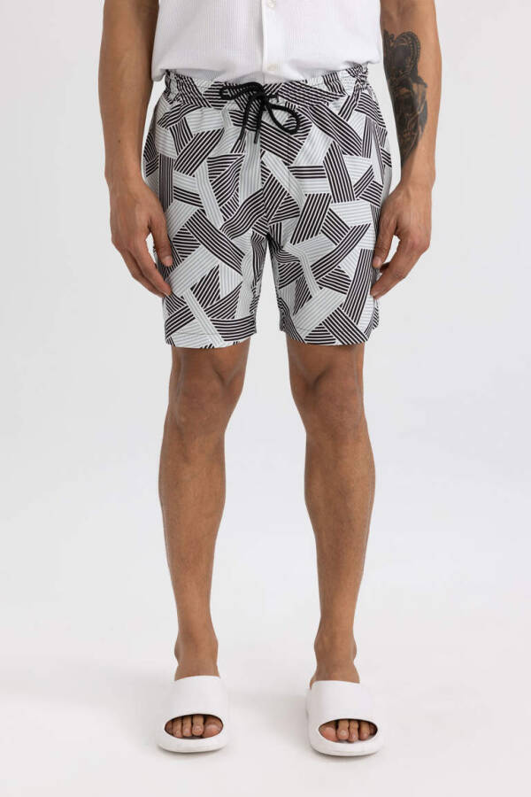DeFactoFit Regular Fit Bosilgan Elastik Qisqa Denim Shortish Qora - 13