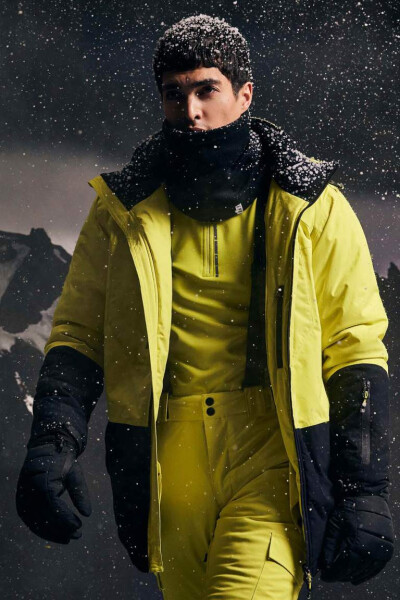 DeFactoFit Ski Jacket Water Repellent Windproof Hooded Zippered Gloves Detachable Ultra Protection Yellow - 10