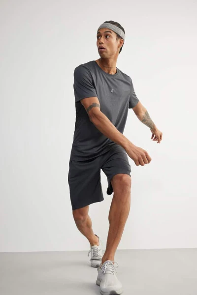 DeFactoFit Slim Fit Bicycle Neck Printed Short Sleeve Sports T-Shirt Black - DEFACTO (1)