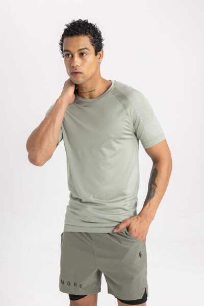 DeFactoFit Slim Fit Bike Collar Short Sleeve T-Shirt Green - 4