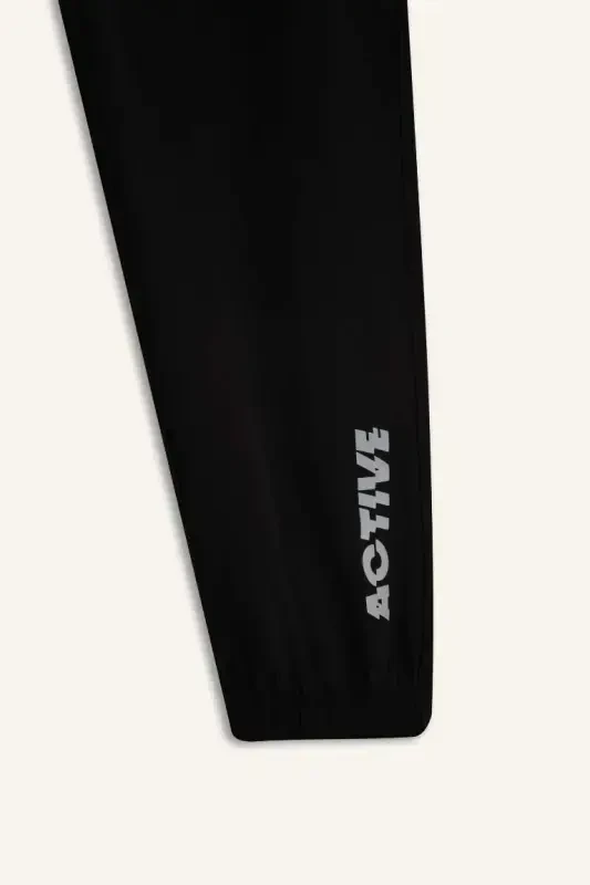 Dokuma Esnek Multifonksiyonel Sporcu Jogger Eşofman Altı Slim Fit Dar Kesim Çift Cepli-Siyah - 5