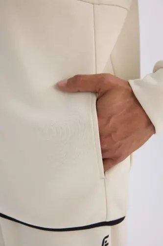 Slım Fıt Skuba Dalgıç Kumaş Hırka-Taş - 6