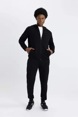 DeFactoFit Slim Fit Double Pocket Standard Leg Scuba Diving Fabric Jogger Sweatpants Black - 5