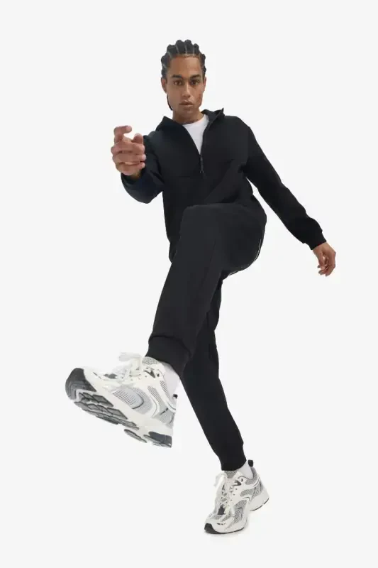 DeFactoFit Slim Fit Double Pocket Standard Leg Scuba Diving Fabric Jogger Sweatpants Black - 2