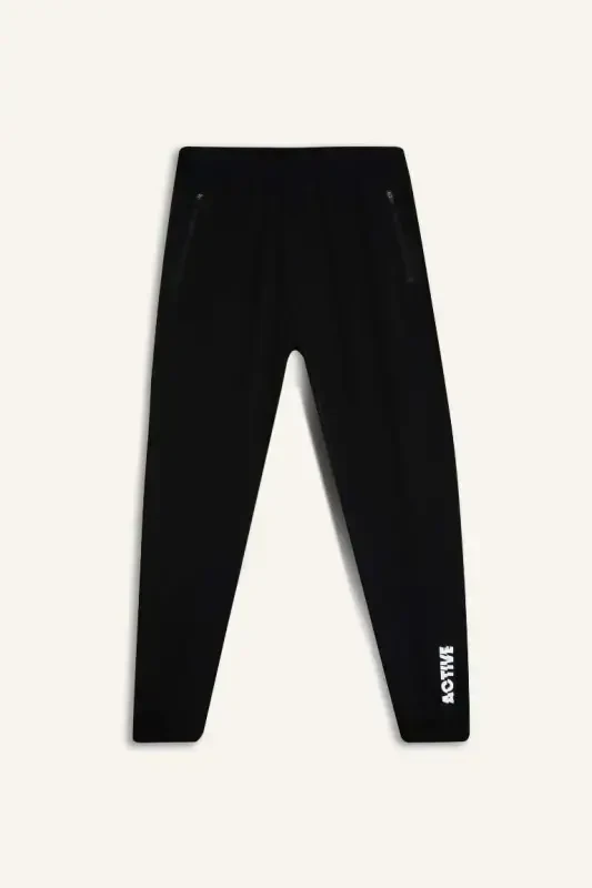 DeFactoFit Slim Fit Double Pocket Woven Sports Jogger Pants Black - 4