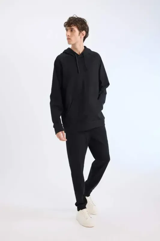 DeFactoFit Slim Fit Sportchi Jogger Eshikcha Past Kesim Standart Pocha Basic Tekis-Qora - 2