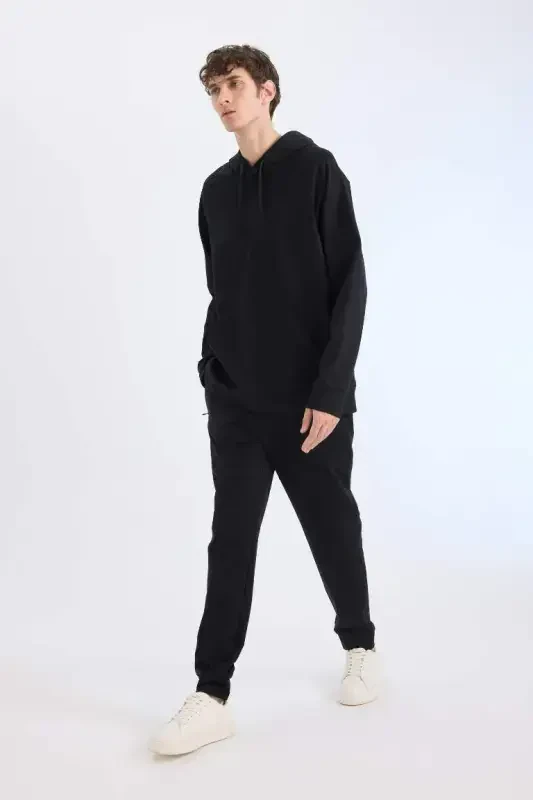 DeFactoFit Slim Fit Sportchi Jogger Eshikcha Past Kesim Standart Pocha Basic Tekis-Qora - 3