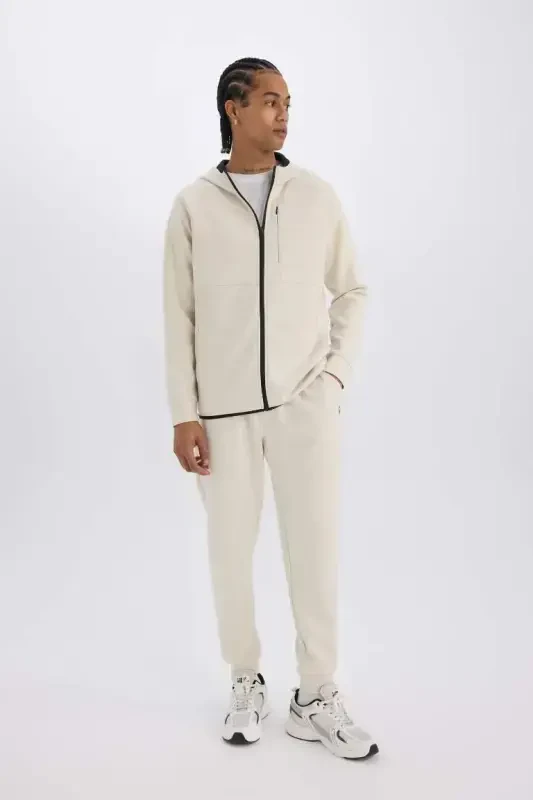 DeFactoFit Slim Fit Sportchi Jogger sport shimi Tor kesimli Skuba sho'ng'in matosi Standart etak Bel bog'ichli rezina etak-Tosh - 2