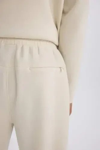 DeFactoFit Slim Fit Sportchi Jogger sport shimi Tor kesimli Skuba sho'ng'in matosi Standart etak Bel bog'ichli rezina etak-Tosh - 6