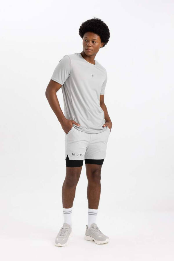 DeFactoFit Slim Fit Sportchi To'qilgan Shortlar Ochq Grey - 4