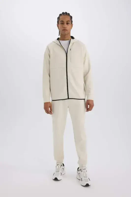 DeFactoFit Slim Fit Спортивные джоггеры, зауженные, из дайвинг-ткани, стандартные штанины, пояс на шнурке, эластичные штанины - камень - DEFACTO