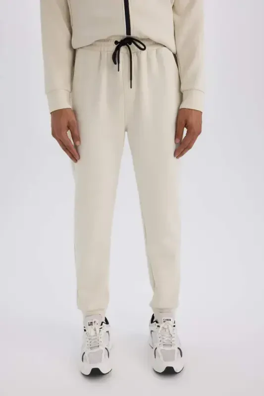 DeFactoFit Slim Fit Спортивные джоггеры, зауженные, из дайвинг-ткани, стандартные штанины, пояс на шнурке, эластичные штанины - камень - 4