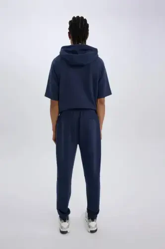 DeFactoFit Slim Fit Спортивные Тонкие Джоггеры Спортивные Штаны Узкого Кроя Скуба Дайвинг Ткань Стандартный Низ На Шнурке Эластичный Пояс-Темно-синий - 6