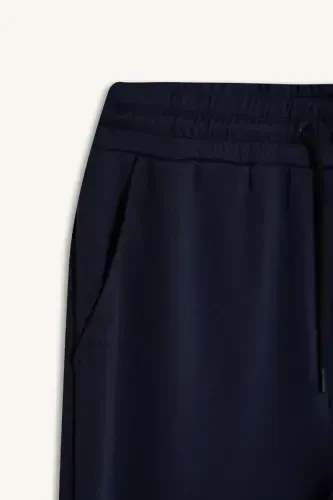 DeFactoFit Slim Fit Спортивные Тонкие Джоггеры Спортивные Штаны Узкого Кроя Скуба Дайвинг Ткань Стандартный Низ На Шнурке Эластичный Пояс-Темно-синий - 8