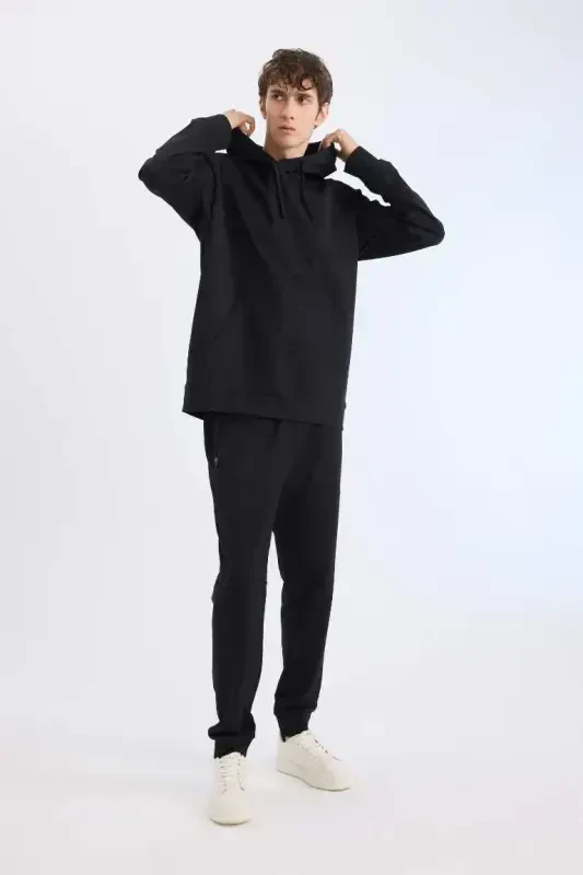 DeFactoFit Slim Fit Sports Jogger Sweatpants Slim Fit Standard Leg Basic Plain-Black - 4