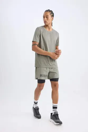 DeFactoFit Slim Fit Sports Woven Shorts in Khaki 