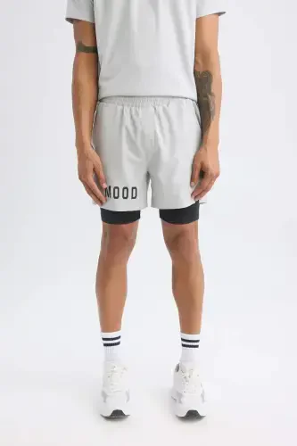 DeFactoFit Slim Fit Sports Woven Shorts Light Gray - 4