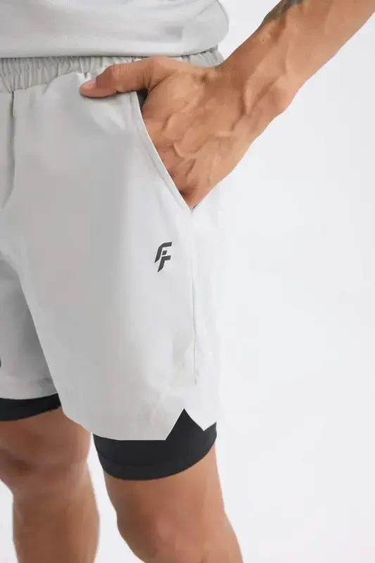 DeFactoFit Slim Fit Sports Woven Shorts Light Gray - 5