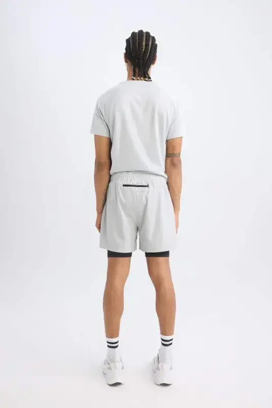 DeFactoFit Slim Fit Sports Woven Shorts Light Gray - 6