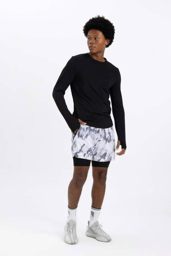 DeFactoFit Slim Fit To'qima Shortlari Och Kulrang - 1