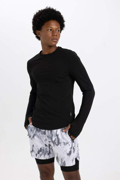 DeFactoFit Slim Fit To'qima Shortlari Och Kulrang - 4