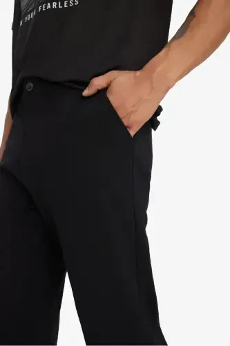 DeFactoFit Slim Fit Tor Qisqichli Ikki cho'ntakli Standart Oyoqli Elastik Multifunktsional Sportchi Jogger-Qora - 1