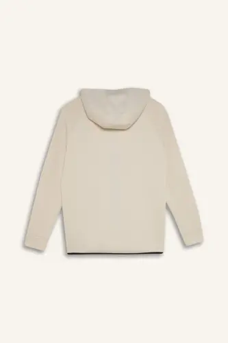 DeFactoFit Slim Fit Узкий Крой Толстовка С Капюшоном Скуба Дайвинг Ткань На Молнии Спортивная Толстовка-Камень - 10