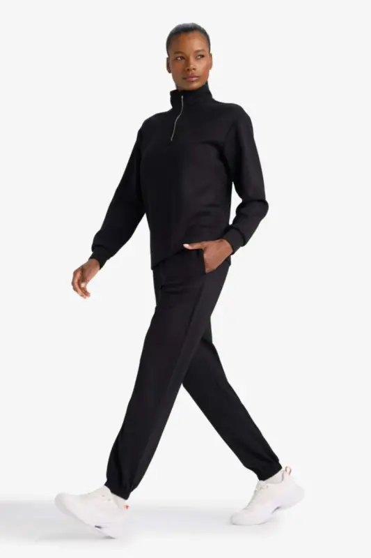 Standart Fit Cepli Jogger Paça Standart Fit Basıc Modal Pantolon-Siyah - 1