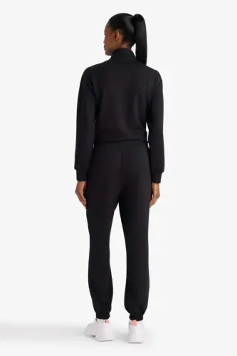 Standart Fit Cepli Jogger Paça Standart Fit Basıc Modal Pantolon-Siyah - 6
