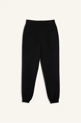 Standart Fit Cepli Jogger Paça Standart Fit Basıc Modal Pantolon-Siyah - 7