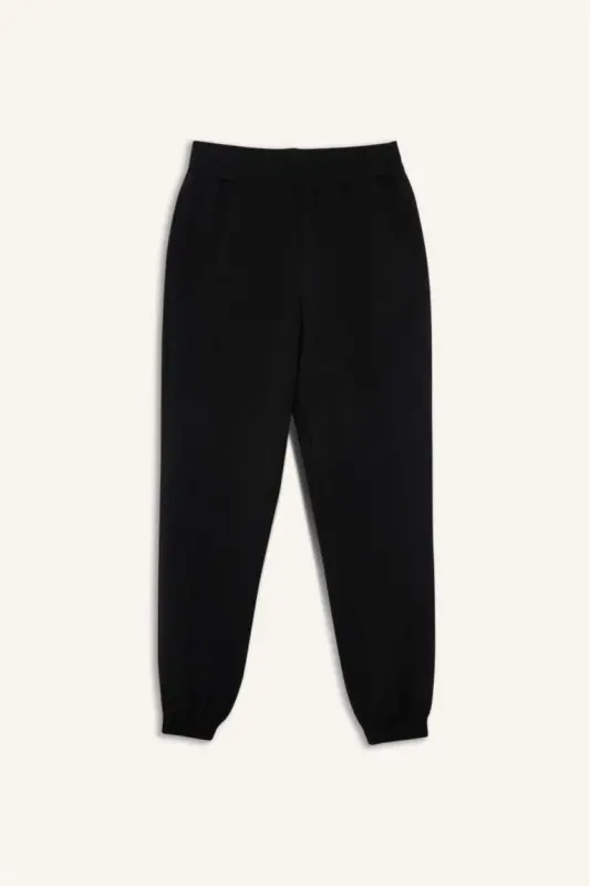 Standart Fit Cepli Jogger Paça Standart Fit Basıc Modal Pantolon-Siyah - 7