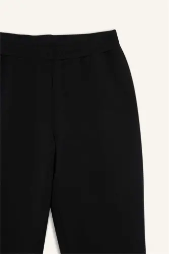 Standart Fit Cepli Jogger Paça Standart Fit Basıc Modal Pantolon-Siyah - 8
