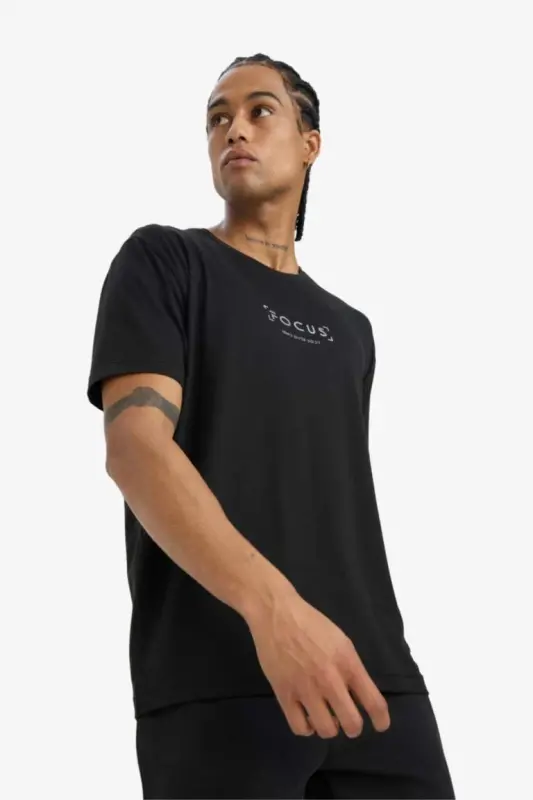 DeFactoFit Standard Fit Crew Neck Printed Short Sleeve T-Shirt-Black - 7
