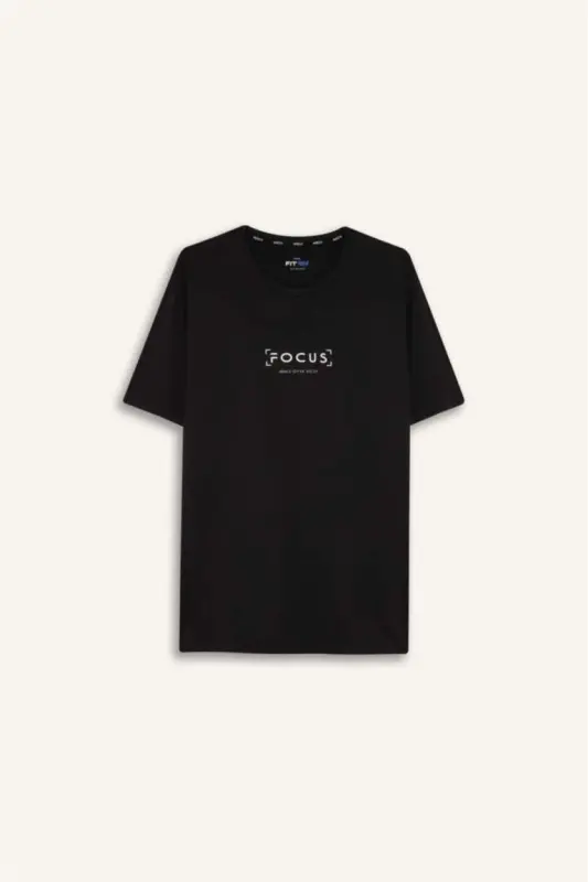 DeFactoFit Standard Fit Crew Neck Printed Short Sleeve T-Shirt-Black - 9