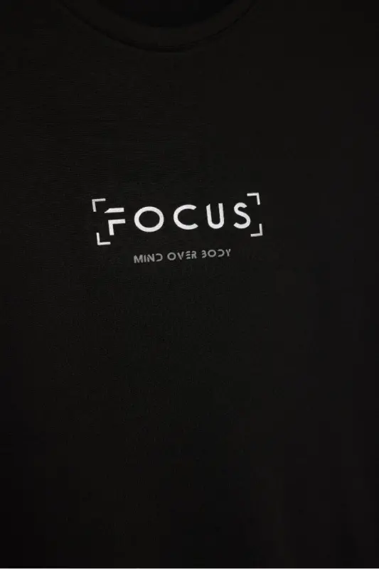 DeFactoFit Standard Fit Crew Neck Printed Short Sleeve T-Shirt-Black - 10