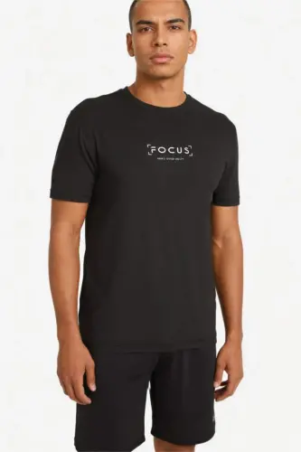 DeFactoFit Standard Fit Crew Neck Printed Short Sleeve T-Shirt-Black - 3