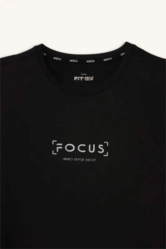 DeFactoFit Standard Fit Crew Neck Printed Short Sleeve T-Shirt-Black - 7