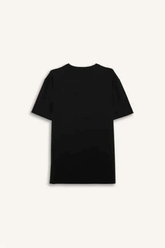 DeFactoFit Standard Fit Crew Neck Printed Short Sleeve T-Shirt-Black - 8