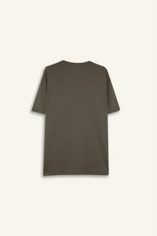 DeFactoFit Standard Fit Crew Neck Printed Short Sleeve T-Shirt-Khaki - 9