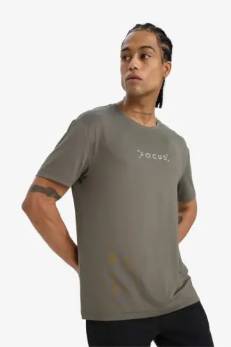 DeFactoFit Standard Fit Crew Neck Printed Short Sleeve T-Shirt-Khaki - 4