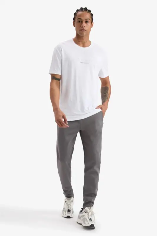 DeFactoFit Standard Fit Crew Neck Printed Stretch Fabric Sports Short Sleeve T-Shirt-White - 2